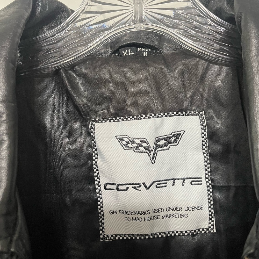 Corvette Black Leather Bomber Jacket - image 3